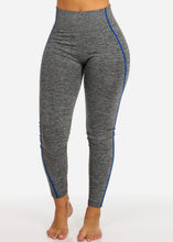 Load image into Gallery viewer, Women&#39;s Active Royal Blue Stripe Color Gray Leggings JET-155