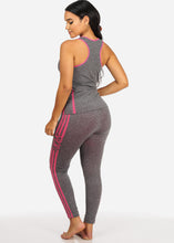 Load image into Gallery viewer, Sport Printed Activewear Women,s Gray/Pink  High Rise Waist Band Set 2PCS AS 21