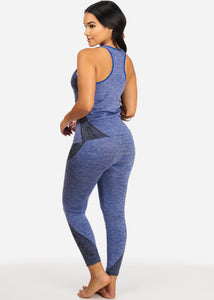 Sport Printed Activewear Women,s Multicolor High Rise Waist Band Set 2PCS XM1826