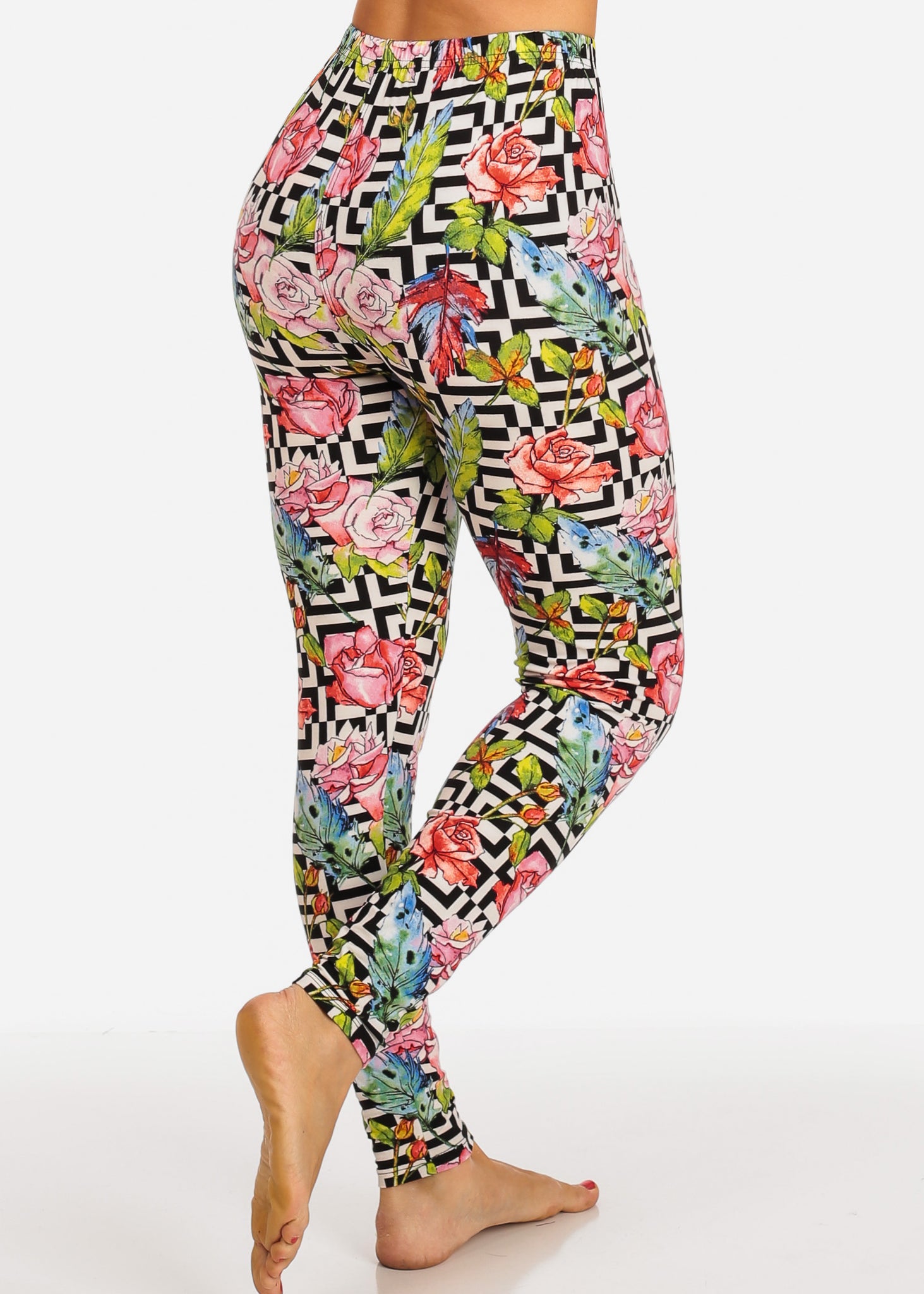 Blossom Pattern Multi Color Women's Leggings Skinny Leg Pants F-680 – One  Size Fits