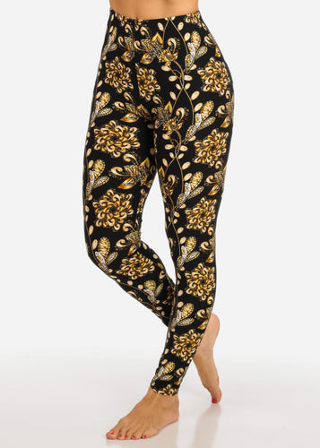 Gold Pattern Design Multi Color Women's Leggings Skinny Leg PantS F656