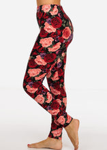 Load image into Gallery viewer, Red Rose Pattern Multi Color Women&#39;s Leggings Skinny Leg Pants N226