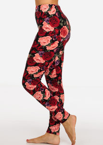 Red Rose Pattern Multi Color Women's Leggings Skinny Leg Pants N226