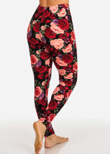 Load image into Gallery viewer, Red Rose Pattern Multi Color Women&#39;s Leggings Skinny Leg Pants N226