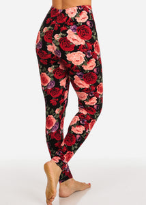 Red Rose Pattern Multi Color Women's Leggings Skinny Leg Pants N226