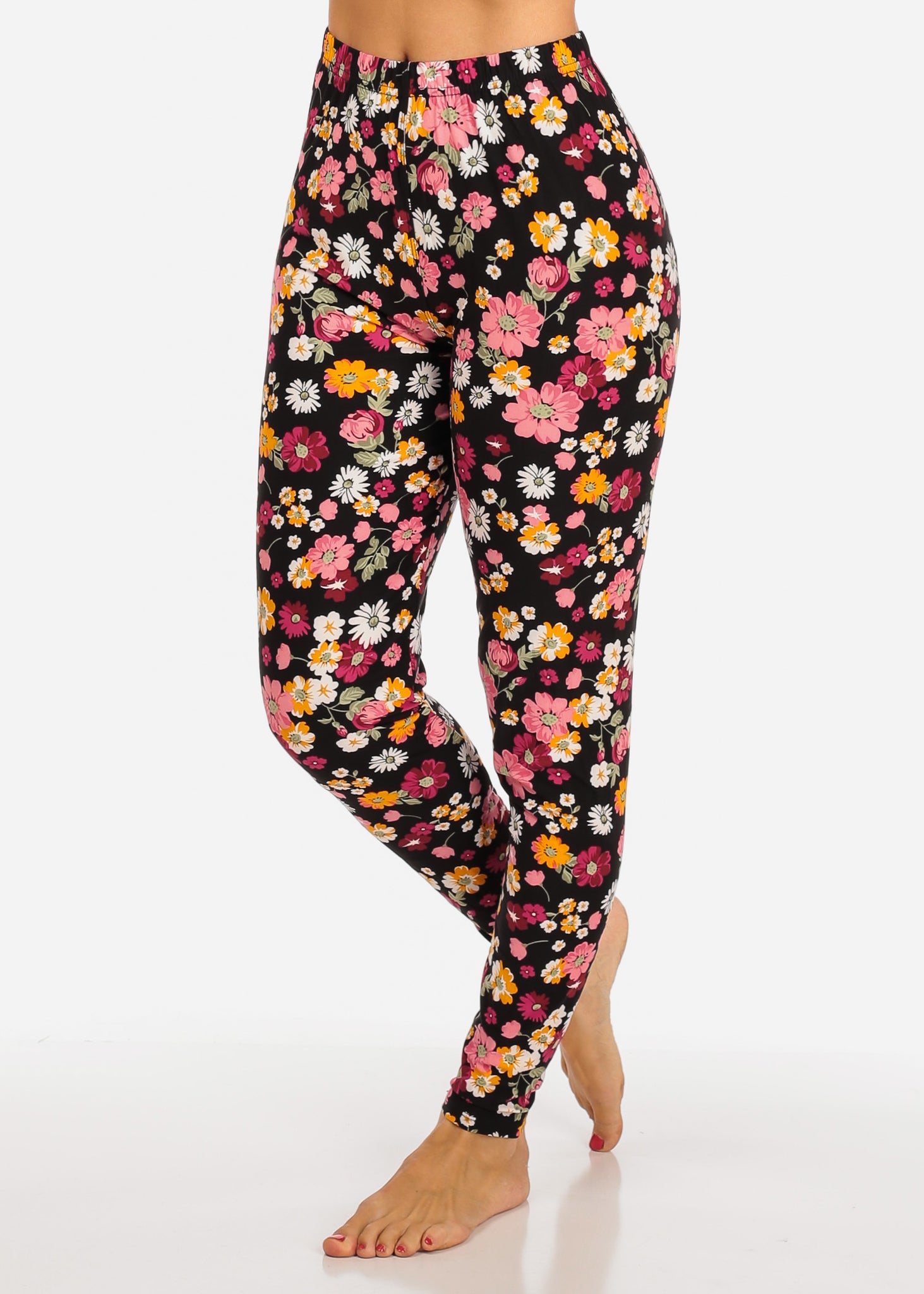 Daisy Flower Design Multi Color Women's Leggings Skinny Leg Pants F-43 –  One Size Fits