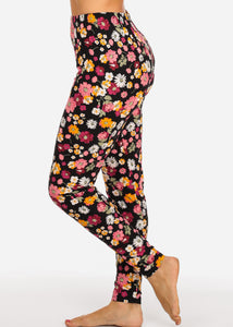 Daisy Flower Design Multi Color Women's Leggings Skinny Leg Pants