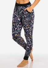 Load image into Gallery viewer, Blue Pink Floral Pattern Women&#39;s Joggers Waist Band L-461