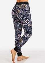 Load image into Gallery viewer, Blue Pink Floral Pattern Women&#39;s Joggers Waist Band L-461