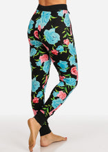 Load image into Gallery viewer, Floral Print Waist High Women,s Joggers Functional Side Pockets L-464