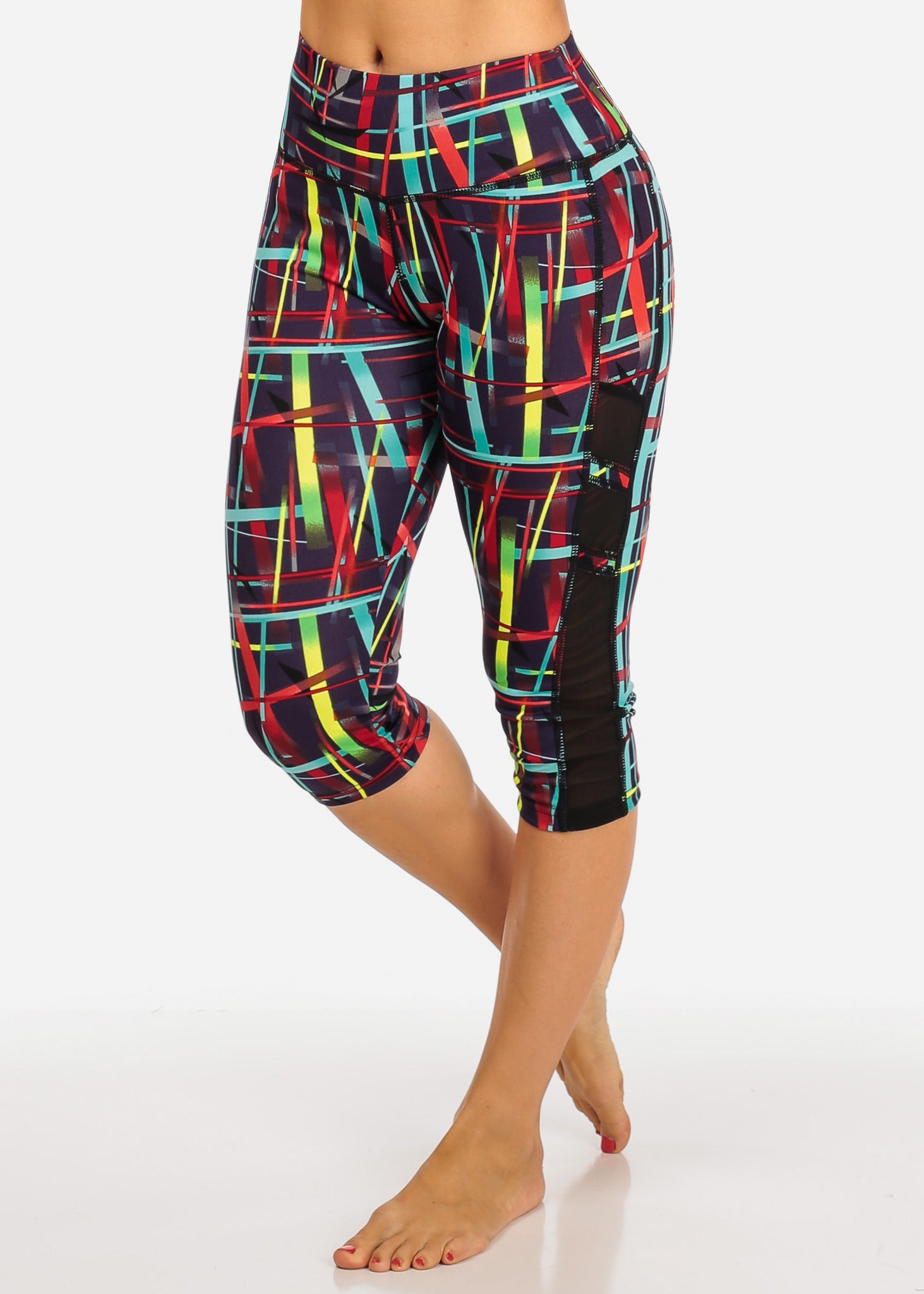 Multi Color Reddit Women's Capri Leggings Pull on Style D1086 – One Size  Fits