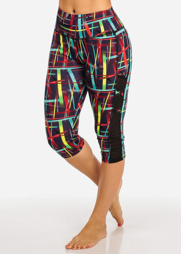Multi Color Reddit  Women's Capri Leggings Pull on Style D1086