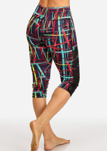 Multi Color Reddit  Women's Capri Leggings Pull on Style D1086
