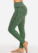 Load image into Gallery viewer, Green Line Stripe Women,s Skinny Leg Pull On Style Leggings D1085