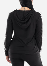 Load image into Gallery viewer, Women&#39;s Sport Black Zip-Up Hoodie L561