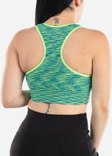 Load image into Gallery viewer, Women&#39;s Seamless Heather Green and Blue Sports Bra Y120