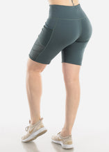 Load image into Gallery viewer, Women&#39;s Activewear Teal Biker Shorts Y6693