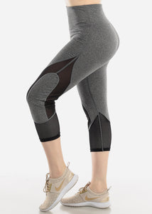 Women's Activewear Heather Grey Capri Leggings Y6589