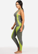 Load image into Gallery viewer, Women&#39;s Sports Yellow and Black Seamless Top and Leggings Set XM-1826