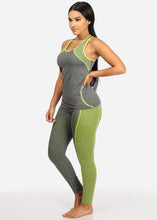 Load image into Gallery viewer, Women&#39;s Active Seamless Yellow and Grey Racerback Top and Leggings Set HM-1840