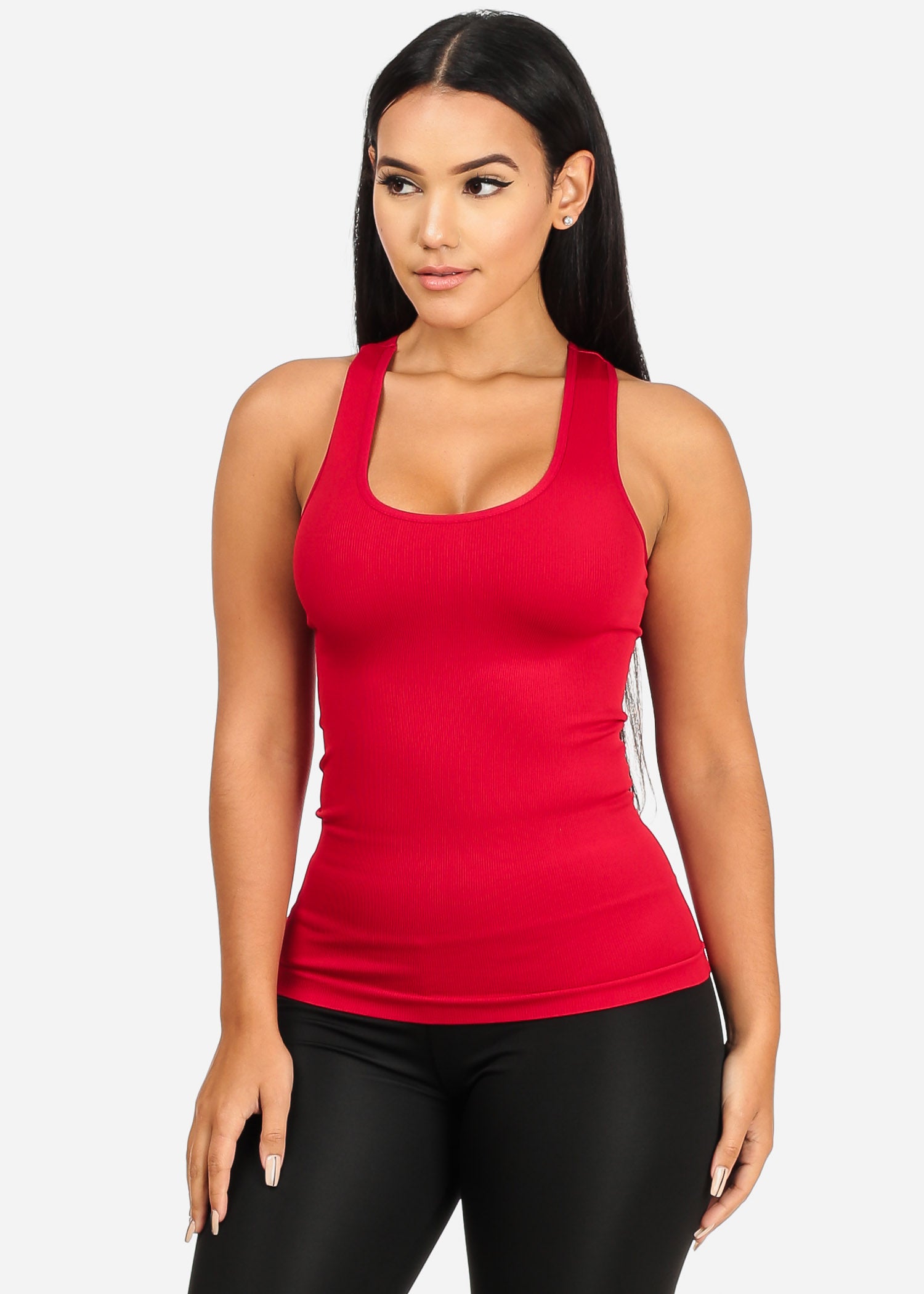 Stretchy Spandex Women's Red Color Tank Top CC-0531 – One Size Fits