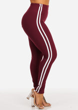 Load image into Gallery viewer, Red Color Women,s Skinny Fit Waistline Leggings Pants SOLO1R-STRIPE