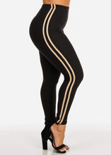 Load image into Gallery viewer, Midnight Black Color Women,s Skinny Fit Waistline Leggings Pants SOLO1R-STRIPE