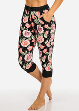 Load image into Gallery viewer, Flower Capri Capri Jogger Women&#39;s Waist Band Pants Pull On Style L-491