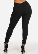 Load image into Gallery viewer, High Rise Women,s Black Color Moto Knee Detail Leggings MTL-01A