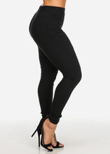 Load image into Gallery viewer, High Rise Women,s Black Color Moto Knee Detail Leggings MTL-01A