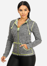 Load image into Gallery viewer, Neon Green Light Women,s Long Sleeves Active Sports Wear Hoodie HD001