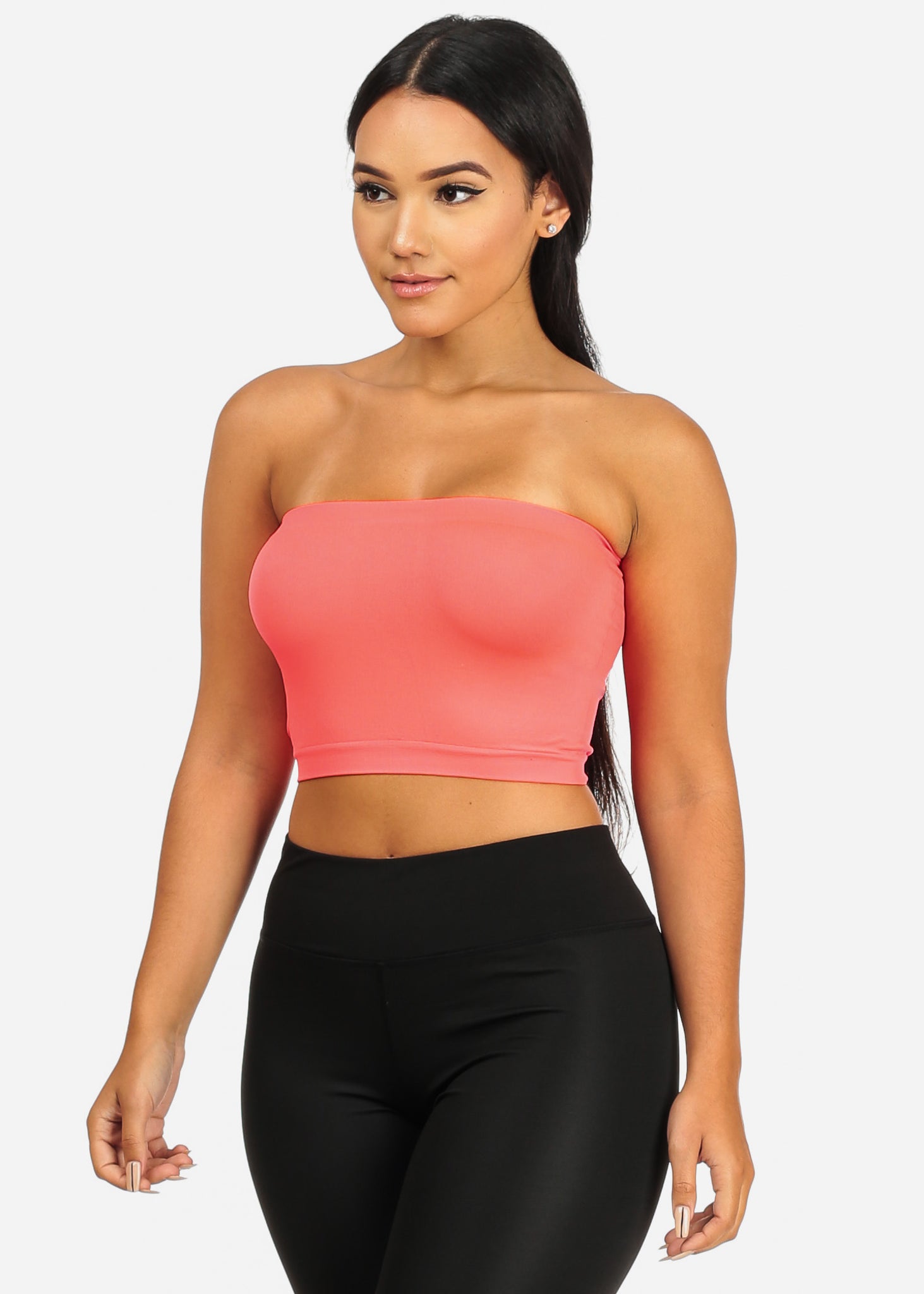 Solid Spandex Tube Top - Coral