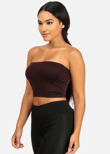 Strapless Women's Brown Tube Top One Size BRA-1115