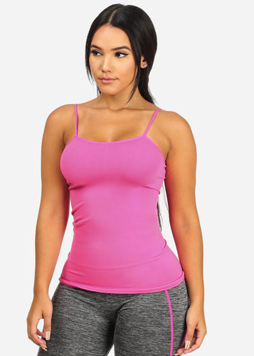 Women's Spaghetti Strap Pink Color Sleeveless Top T-03R