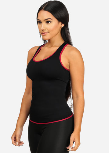 Black With Red Women's Stretchy Tank Top 0531-NS