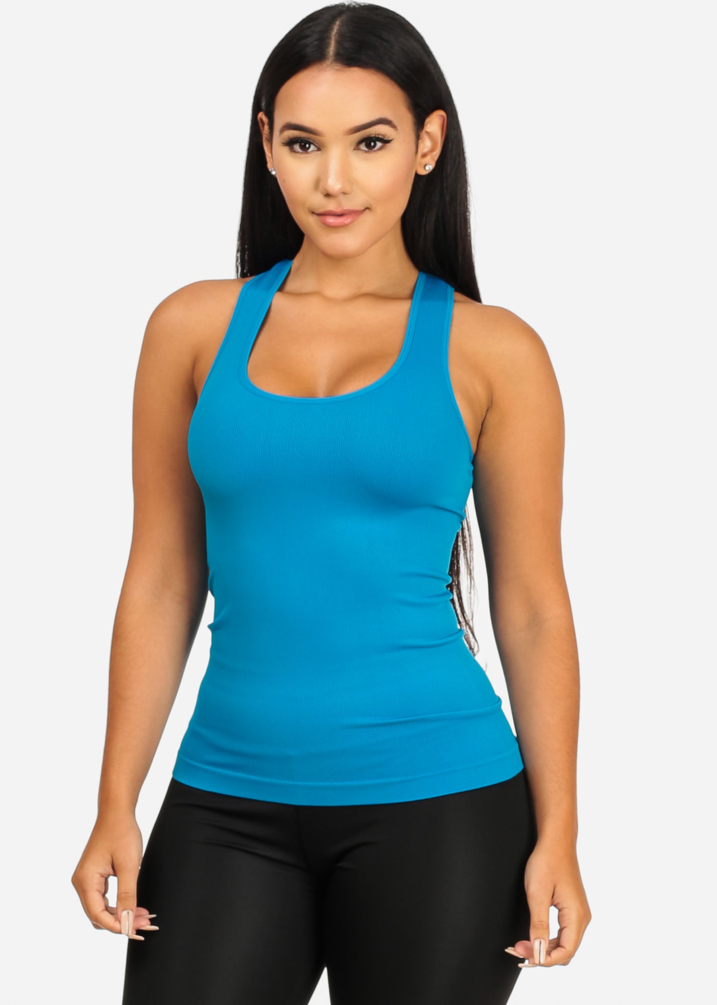 Stretchy Spandex Women's Blue Color Tank Top Tank Top CC-0531 – One Size  Fits