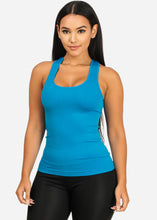 Load image into Gallery viewer, Stretchy Spandex Women&#39;s Blue Color Tank Top Tank Top CC-0531