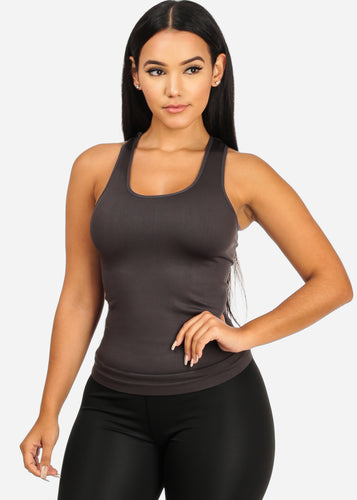 Stretchy Spandex Women's Charcoal Color Tank Top CC-0531