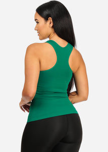 Stretchy Spandex Women's Green Color Tank Top CC-0531