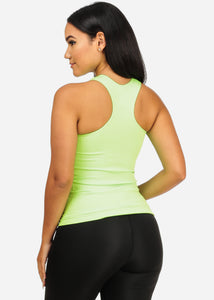 Stretchy Spandex Women's Neon Yellow Color Tank Top CC-0531