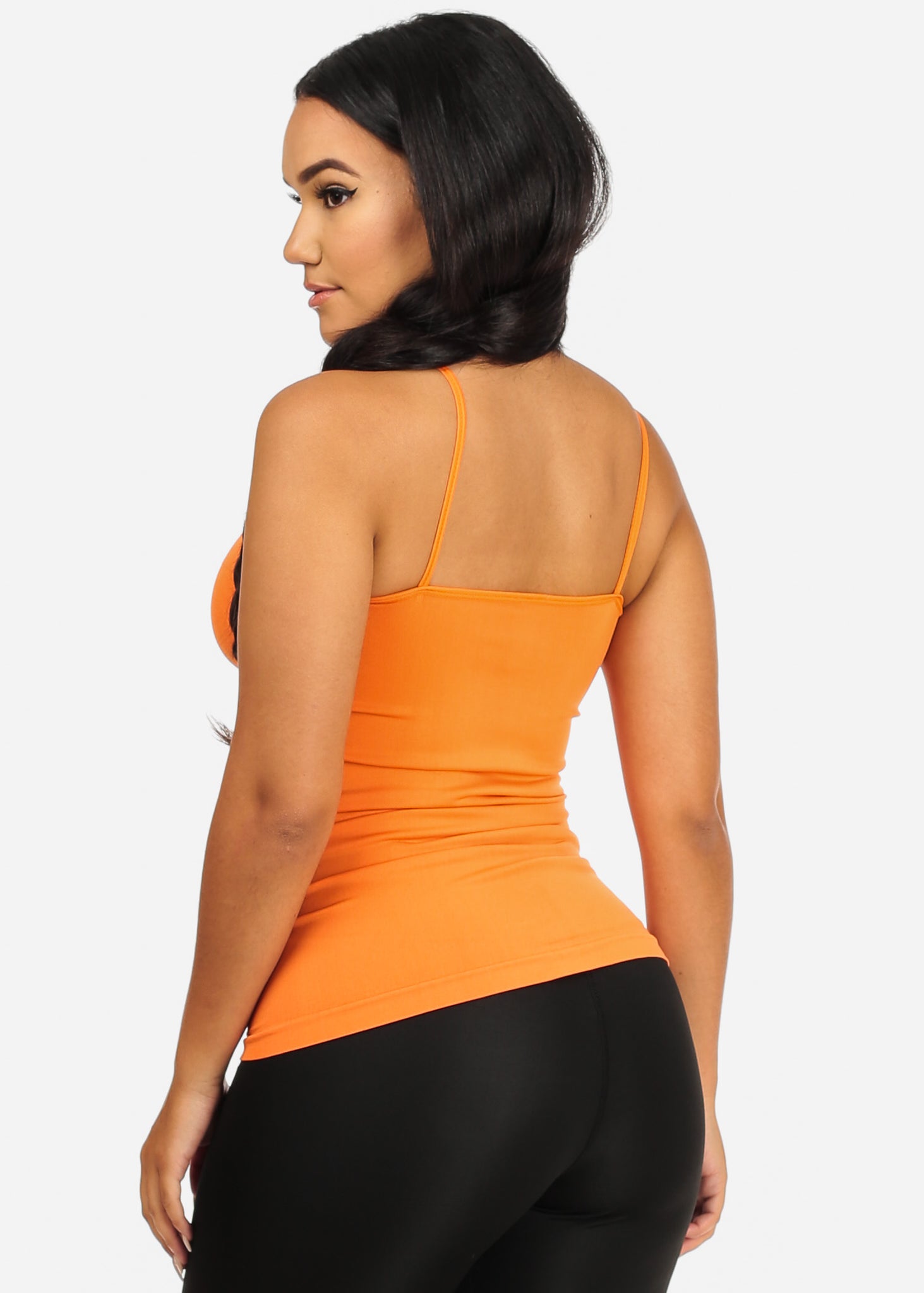 Women's Spaghetti Strap Sunrise Orange Color Sleeveless Top T-03R – One  Size Fits