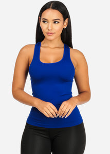 Stretchy Spandex Women's Royal Blue Color Tank Top CC-0531 – One Size Fits